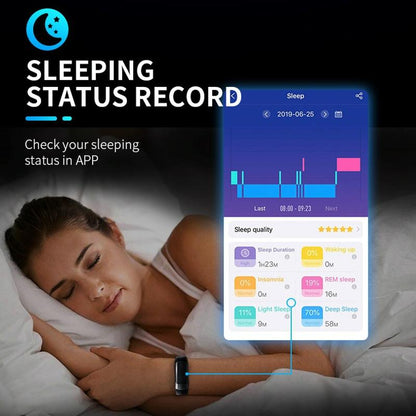 Smart Bracelet With Tft Hd Display Blood Oxygen & Sleep Monitoring - Black