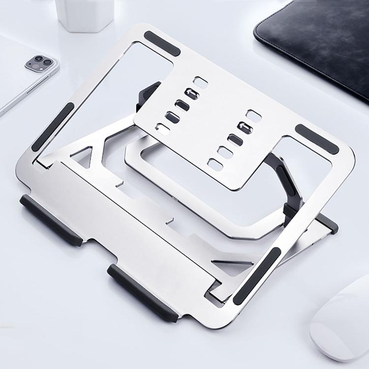 Foldable Aluminum Laptop Stand For Desktop Cooling - Elegant Silver