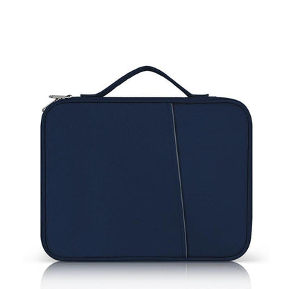 Leather Portable Bag With Cloth Texture - Blue