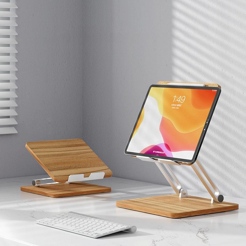 Adjustable Wooden Laptop Stand - Darkwood