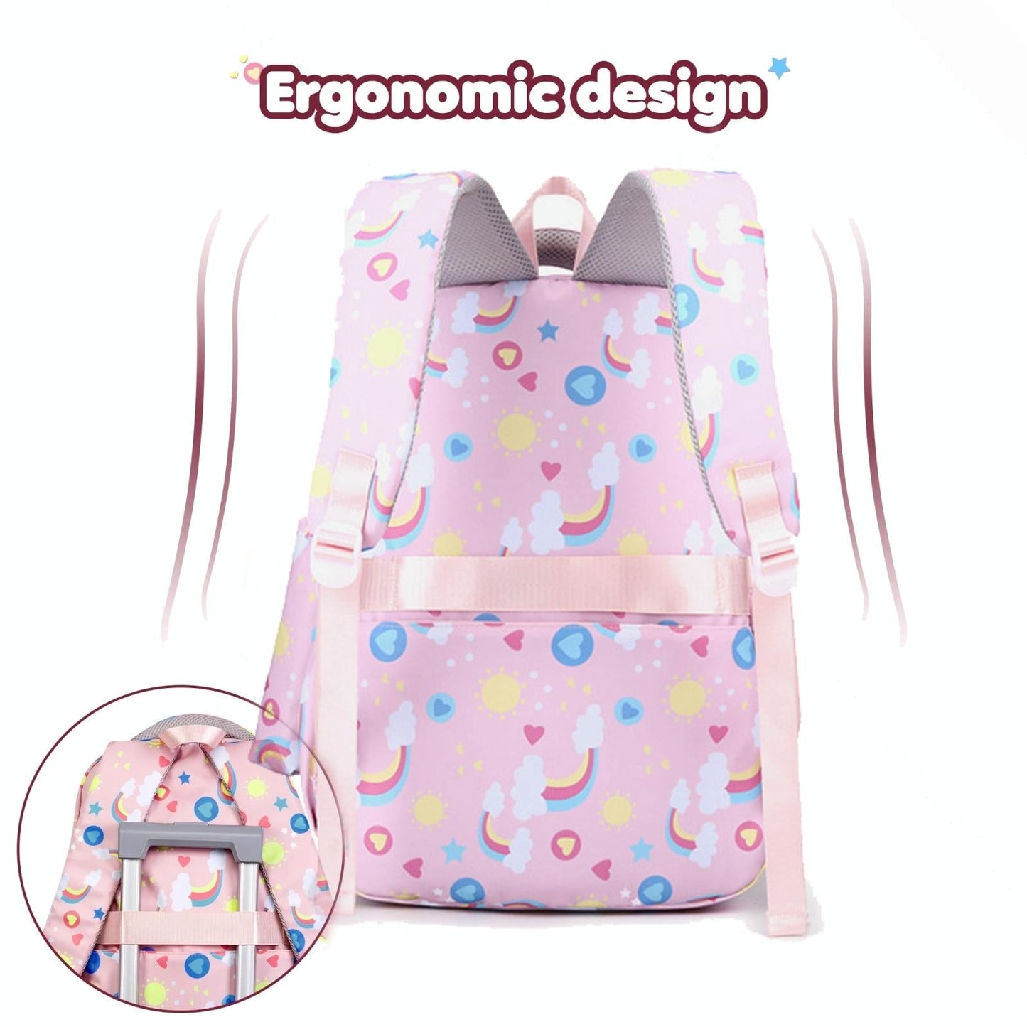 Kids Backpack Set With Lunch Bag & Pencil Case - 3 In 1 - Pink