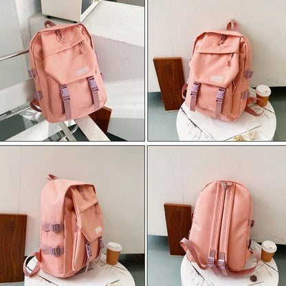 School Backpack with Harajuku Style - White