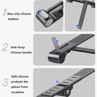 Foldable Metal Laptop Stand For Cooling And Ergonomic Use - Gray