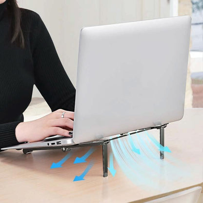 Foldable Metal Laptop Stand For Cooling And Ergonomic Use - Gray