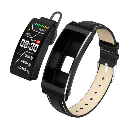 Smart Health Monitoring Bracelet With Bt Call And Leather Strap - Black Milanese Steel Strap