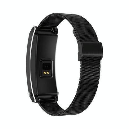 Smart Health Monitoring Bracelet With Bt Call And Leather Strap - Black Milanese Steel Strap