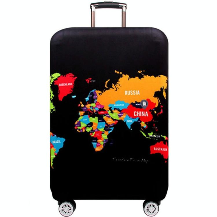 Protective Elastic Suitcase Cover - Fits 22-24 Inch Luggage - Dustproof & Scratch-Proof - World Map