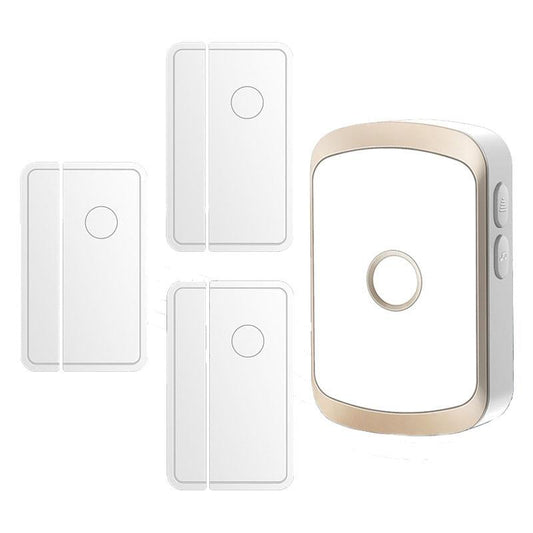 Smart Wireless Doorbell Alarm With 3 Split Type Door Sensors - Gold