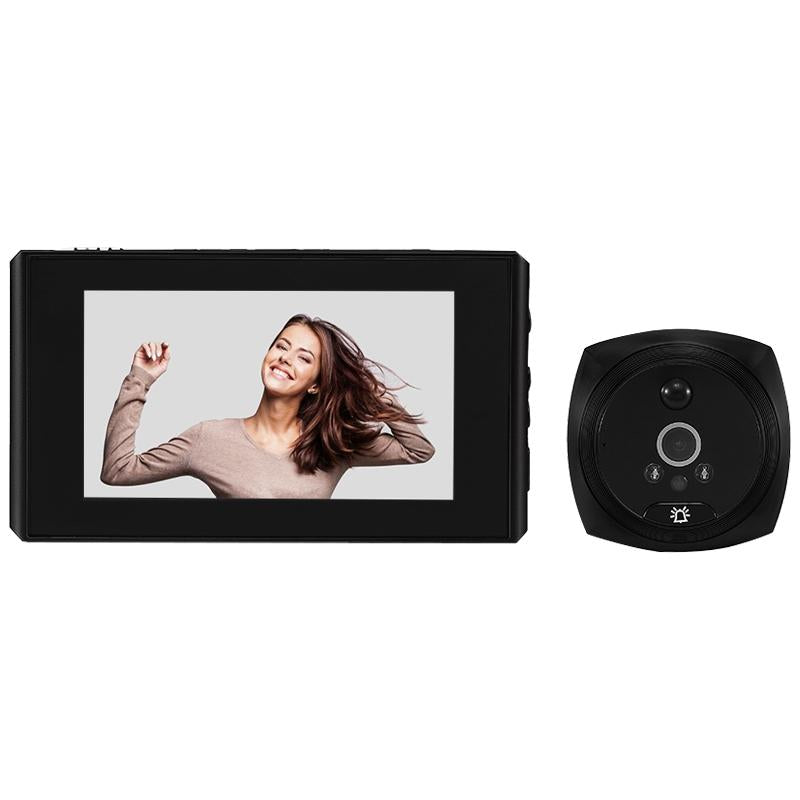 Smart Cat Eye Video Doorbell With 4.5 1080P Hd Screen Night Vision & Motion Detection - Black