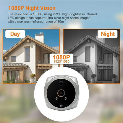 Smart Cat Eye Video Doorbell With 4.5 1080P Hd Screen Night Vision & Motion Detection - Black