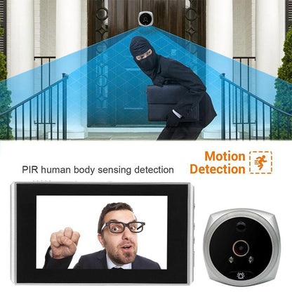 Smart Cat Eye Video Doorbell With 4.5 1080P Hd Screen Night Vision & Motion Detection - Black