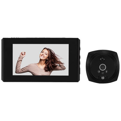 Smart Cat Eye Video Doorbell With 4.5 1080P Hd Screen Night Vision & Motion Detection - Black