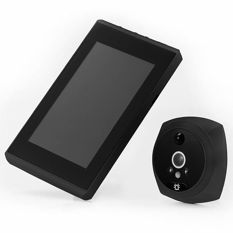 Smart Cat Eye Video Doorbell With 4.5 1080P Hd Screen Night Vision & Motion Detection - Black