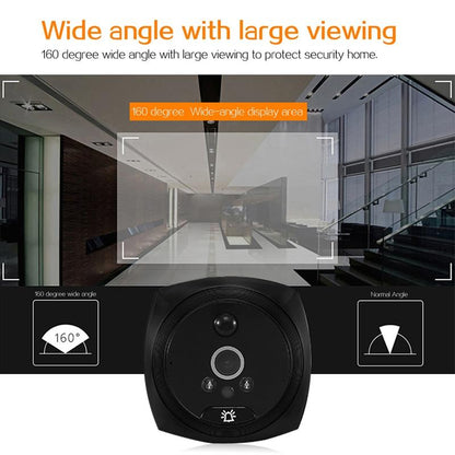 Smart Cat Eye Video Doorbell With 4.5 1080P Hd Screen Night Vision & Motion Detection - Black