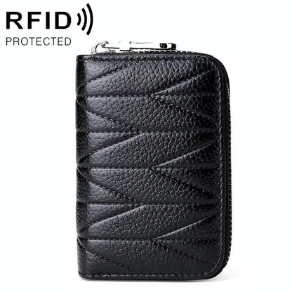 Women Anti Magnetic Leather Rfid Wallet - Black