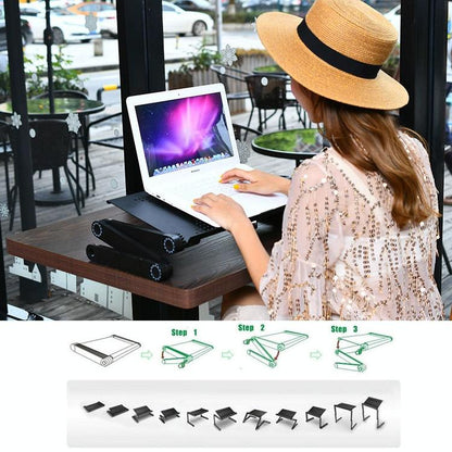 Adjustable Foldable Laptop Stand - Portable Aluminium Alloy - 360 Degree Rotation