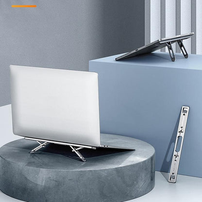 Foldable Aluminum Laptop Stand - Adjustable Height Base - Gray