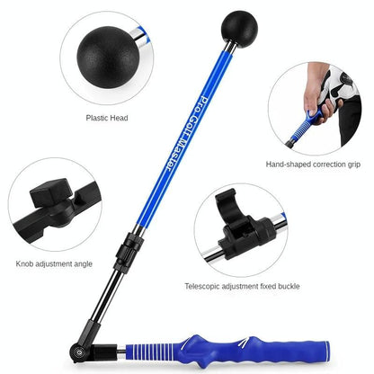 Adjustable Golf Swing Trainer For Beginners - Foldable & Corrective - Blue