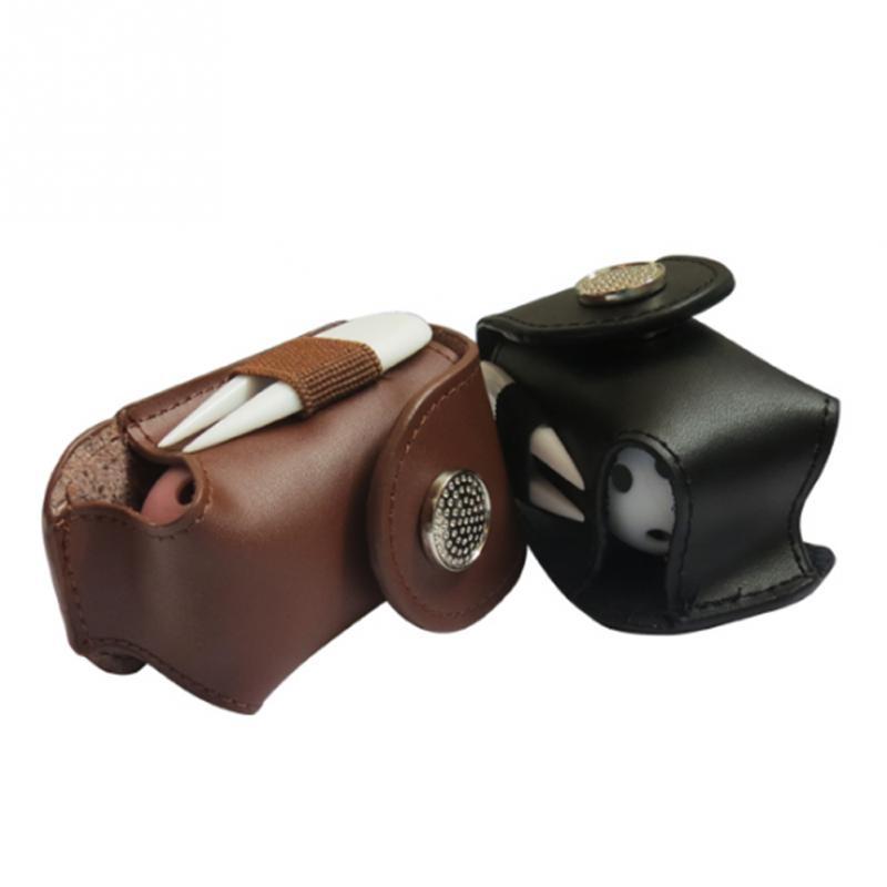 Leather Golf Ball Waist Pouch - Portable Tee Bag For Sports - Brown