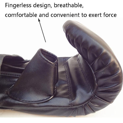 Half-Finger Boxing Gloves For Adults - Ideal For Fighting And Punching - Black