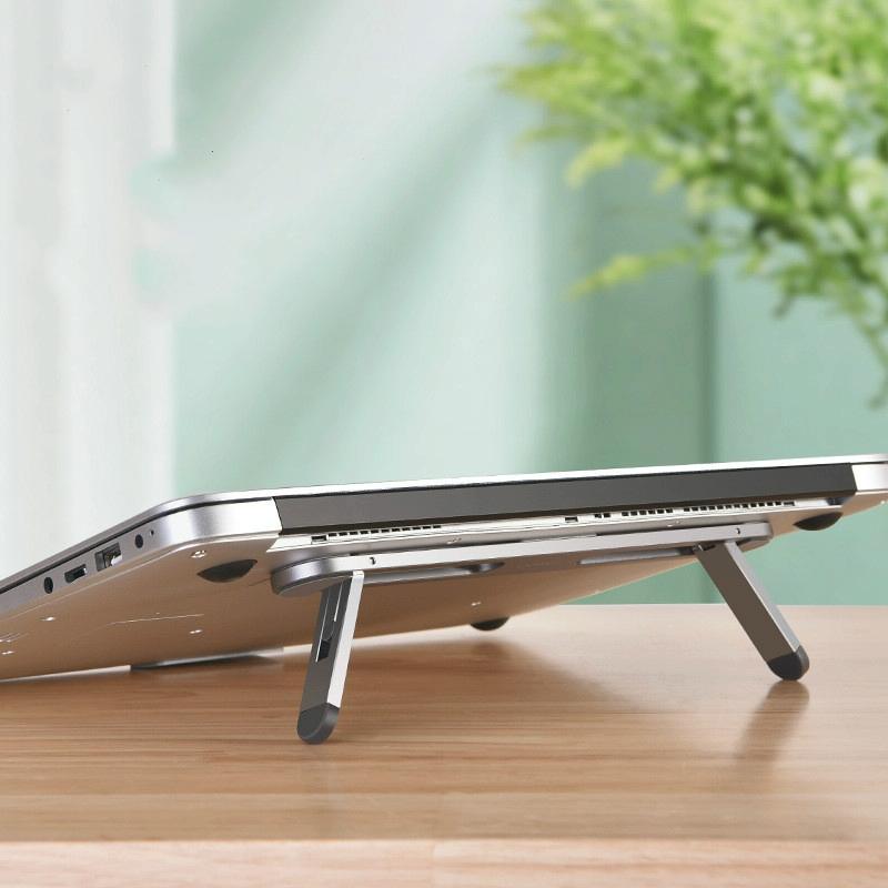 Foldable Laptop Stand With Fan And Heater - Portable And Adjustable - Gray