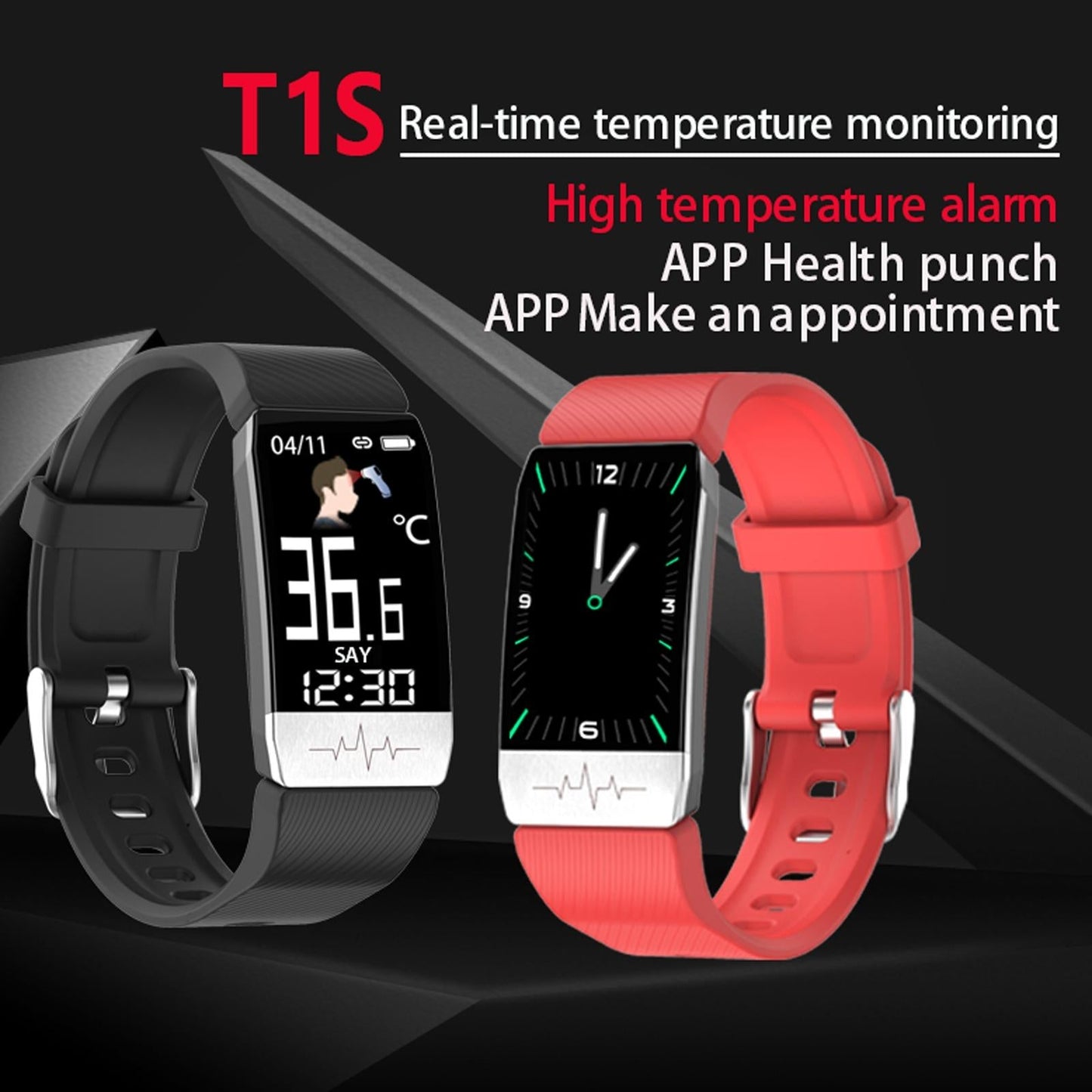 Waterproof Smart Bracelet With Blood Oxygen & Heart Rate Monitoring - Red