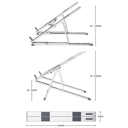 Adjustable Aluminum Laptop Cooling Bracket - Desktop Use - Silver