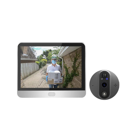 4.3 Inch Colour Screen Graffiti Hidden 1080P Wifi Smart Cat Eye Video Doorbell - White