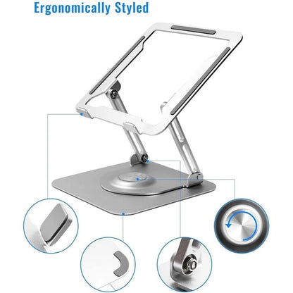 360 Degree Rotating Laptop Stand - Foldable Aluminum Bracket - Silver