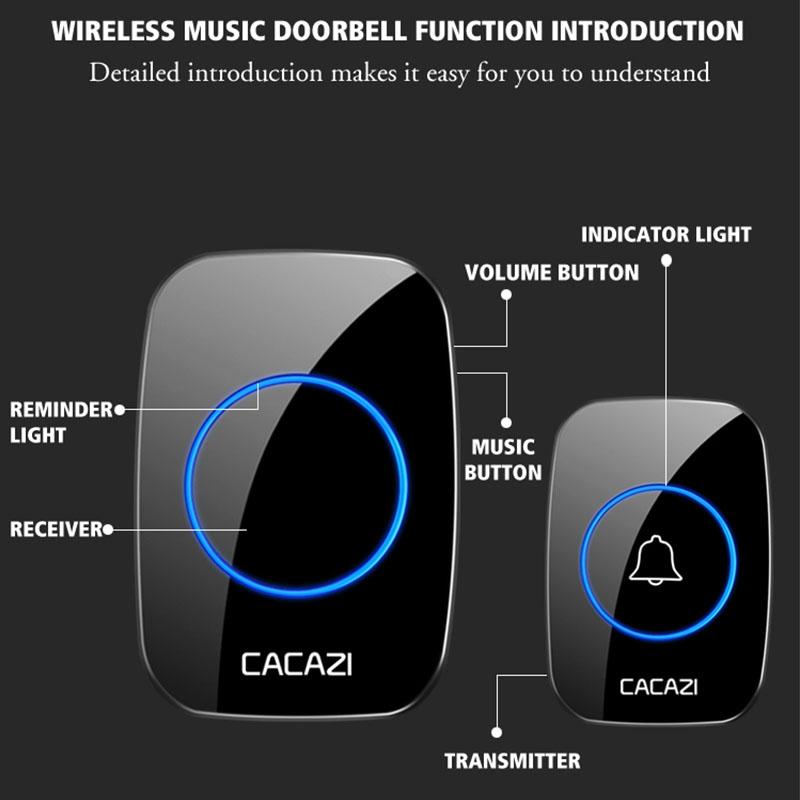 Wireless Waterproof Smart Doorbell - 2 Battery Options - Black