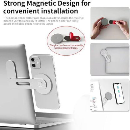 Aluminum Magnetic Phone Stand For Laptop Expansion - Silver