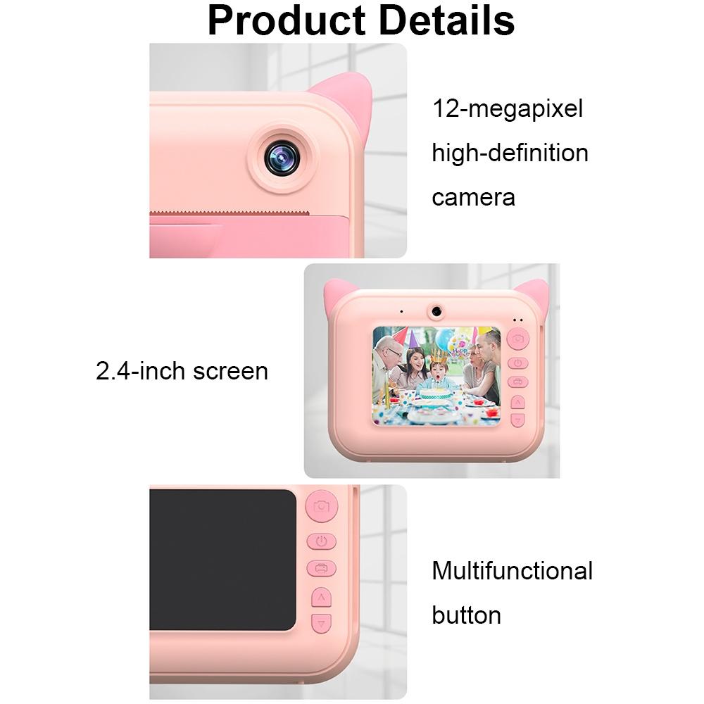 2.4 Hd Screen Kids Thermal Printing Camera - No Memory Card