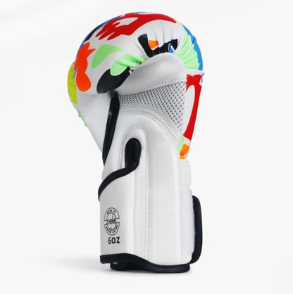 Kids' 6Oz Boxing Gloves For Training And Fighting - Graffiti Design - White