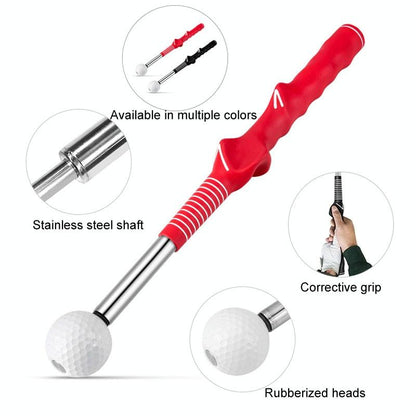 Indoor Golf Swing Practice Stick With Sound Assistant - Red