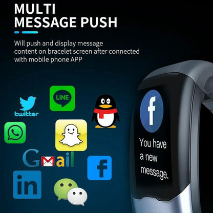 Smart Bracelet With Tft Hd Display Blood Oxygen & Sleep Monitoring - Blue