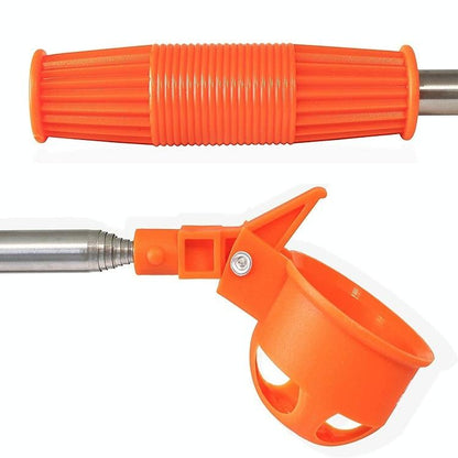 Foldable Golf Ball Picker With Stainless Steel Rod - 8 Sections - Orange