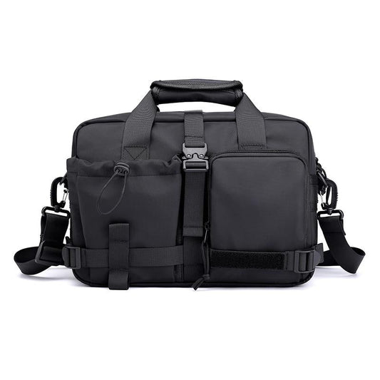 Large Capacity Men Shoulder Messenger Bag Fits Laptops Multi Functional - Black