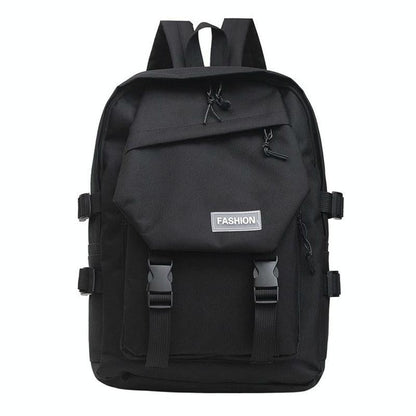 School Backpack with Harajuku Style - Black