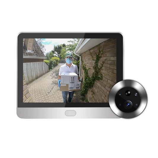 1080P Wifi Smart Cat Eye Video Doorbell With 4.3 Colour Screen And Hidden Graffiti Design - White