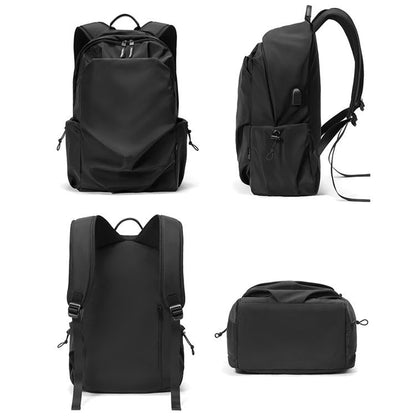 Multifunctional Oxford Laptop Backpack In Black