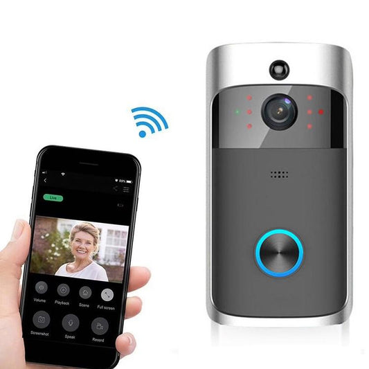 Smart Wifi Video Doorbell With Night Vision & Wide-Angle Camera - 720P Low Power Mobile Remote - Black