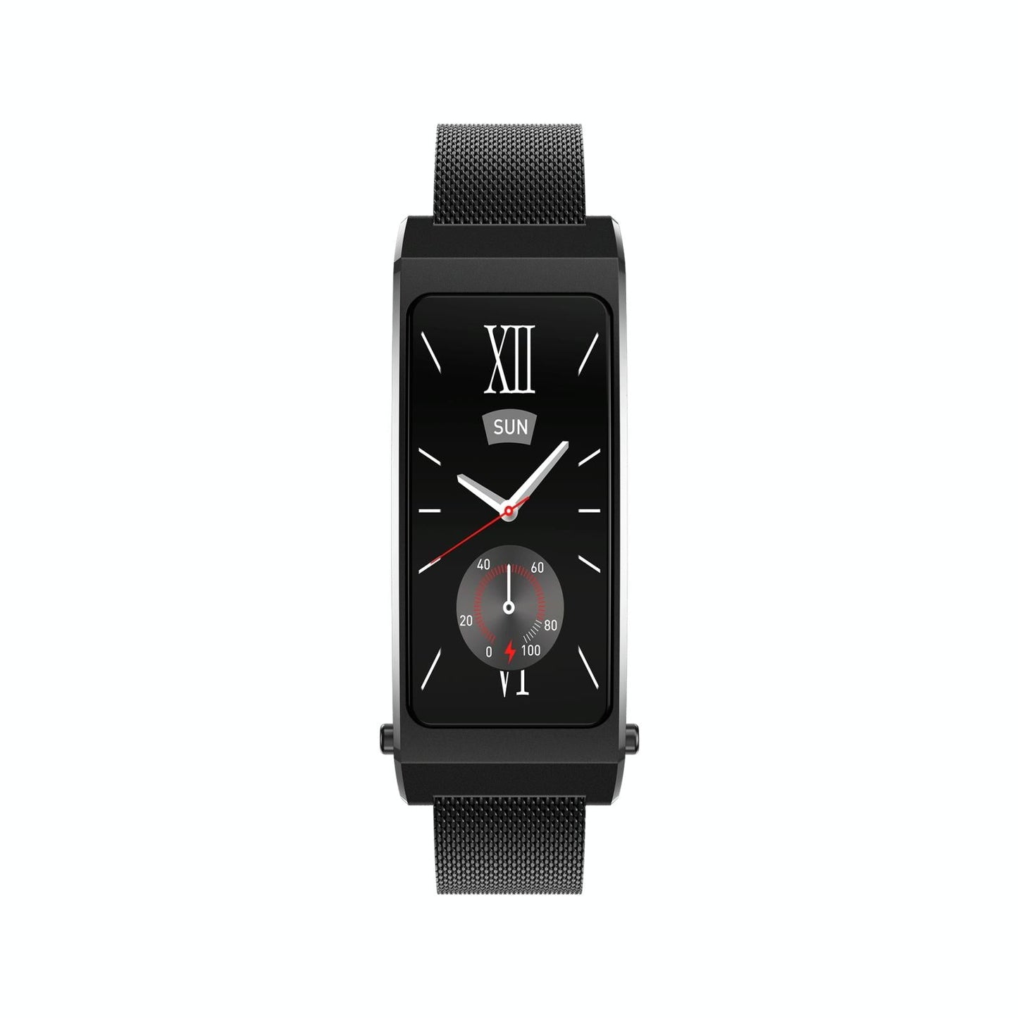 Smart Health Monitoring Bracelet With Bt Call And Leather Strap - Tarnish Milanese Steel Strap