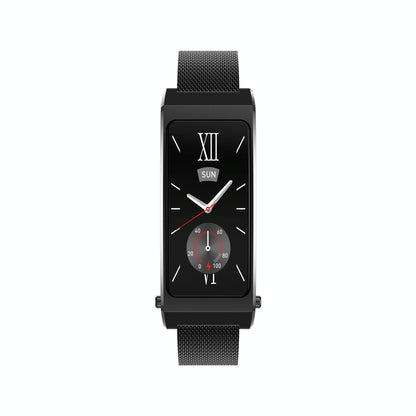 Smart Health Monitoring Bracelet With Bt Call And Leather Strap - Tarnish Milanese Steel Strap