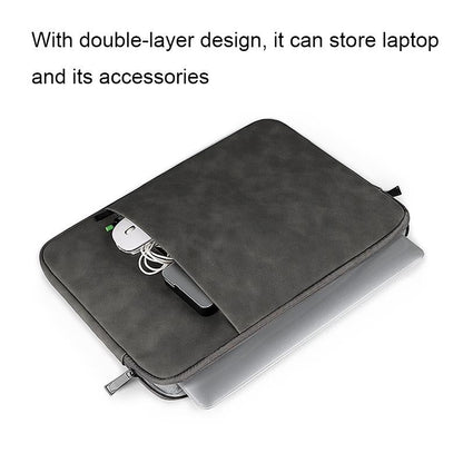 Waterproof Double Layer Laptop Liner Bag - Fits 14.1-15.4 Inches - Dark Gray