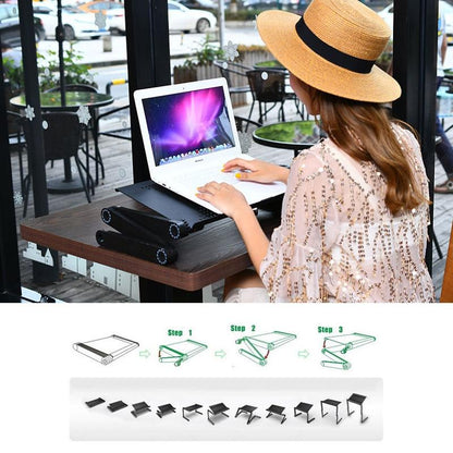 Adjustable Laptop Stand With Fans & Mouse Pad - Portable & Foldable