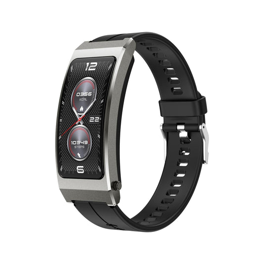 Smart Health Monitoring Bracelet With Bt Call And Leather Strap - Tarnish Silicone Strap