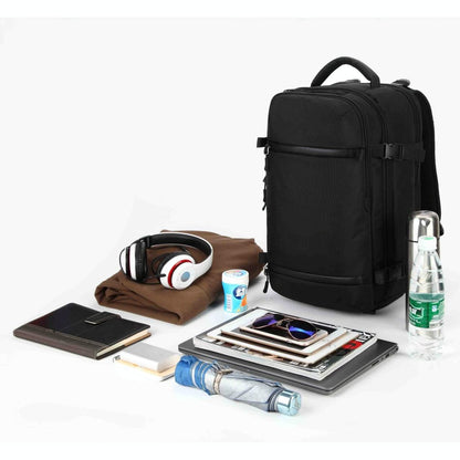 17 Inch Waterproof Usb Shoulder Backpack for Travel - Black