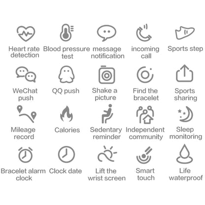 Waterproof Smart Bracelet With Call Heart Rate Bp Sleep And Sedentary Functions - Black