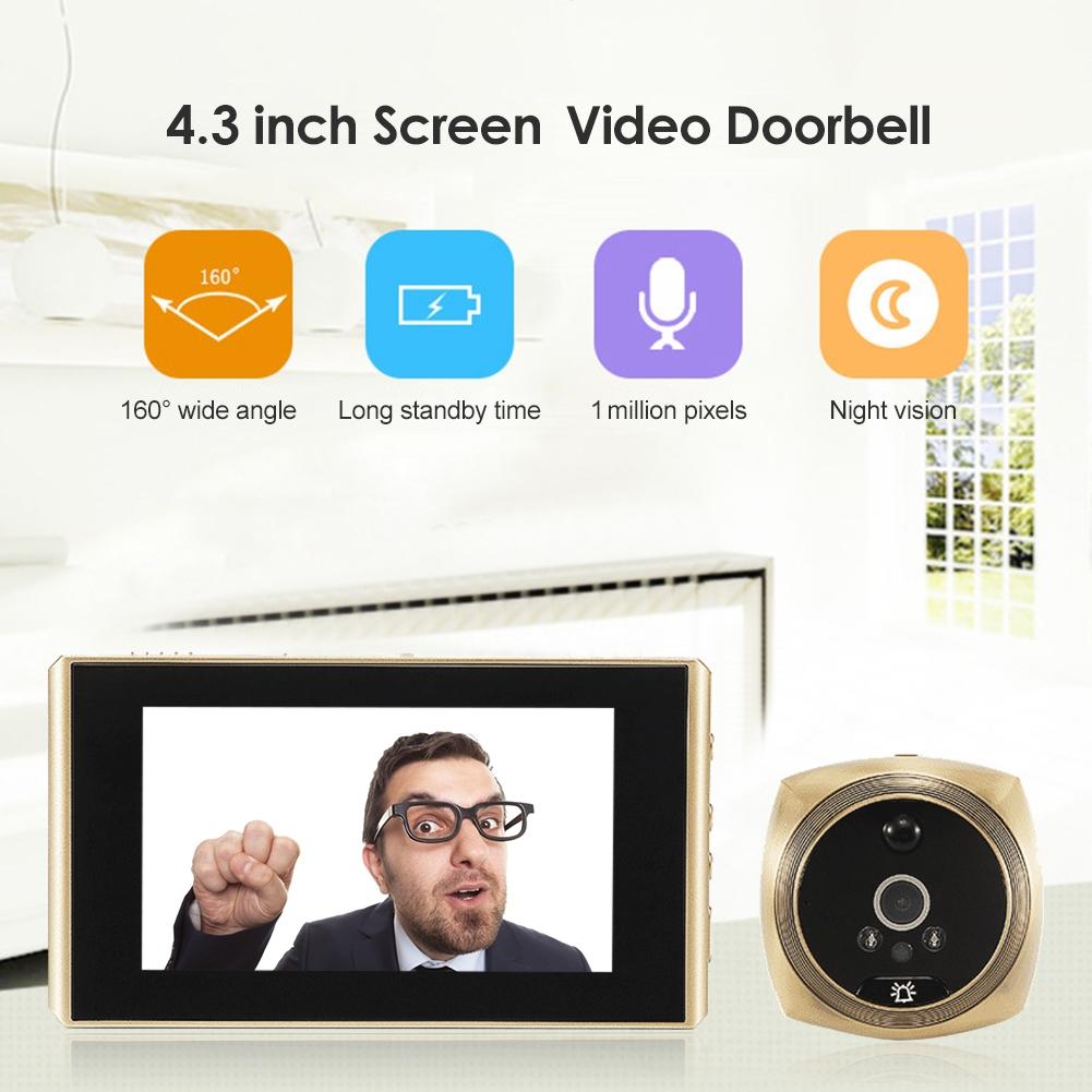 4.3 Screen Video Doorbell With 2.0Mp Resolution - Black