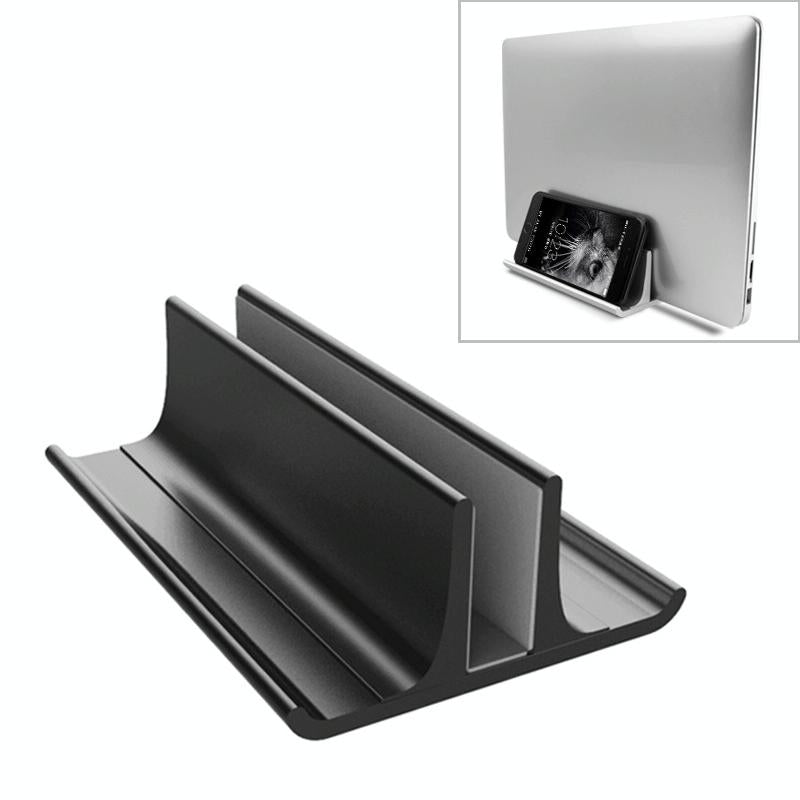 Adjustable Vertical Laptop Stand - Portable Aluminum Alloy Base Black